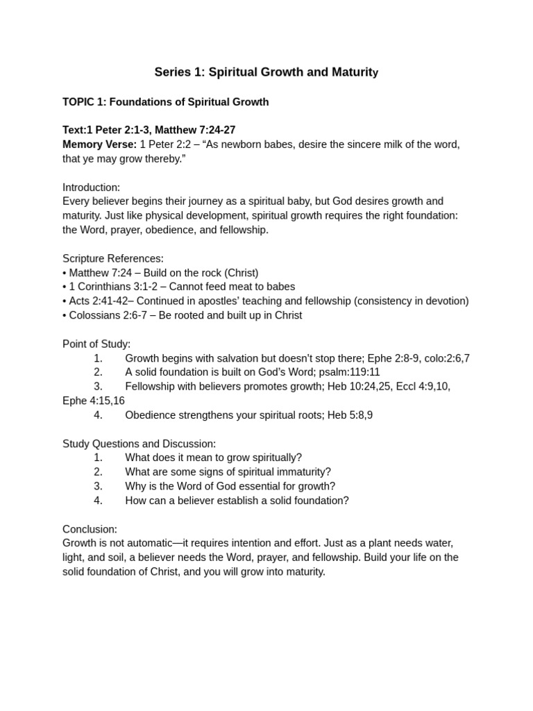 spiritual Growth and Maturity - Google Docs | PDF | First Epistle To ...