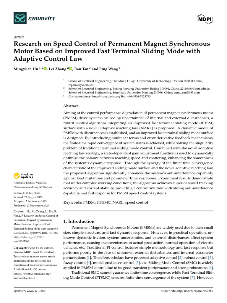 Research On Speed Control of Permanent Magnet Sync | PDF | Inductance ...