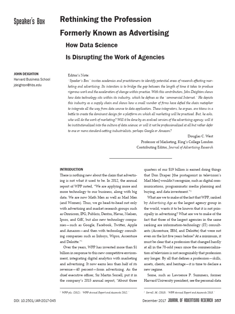 Data Science Disrupting Advertising Industry | PDF | Comcast | Marketing