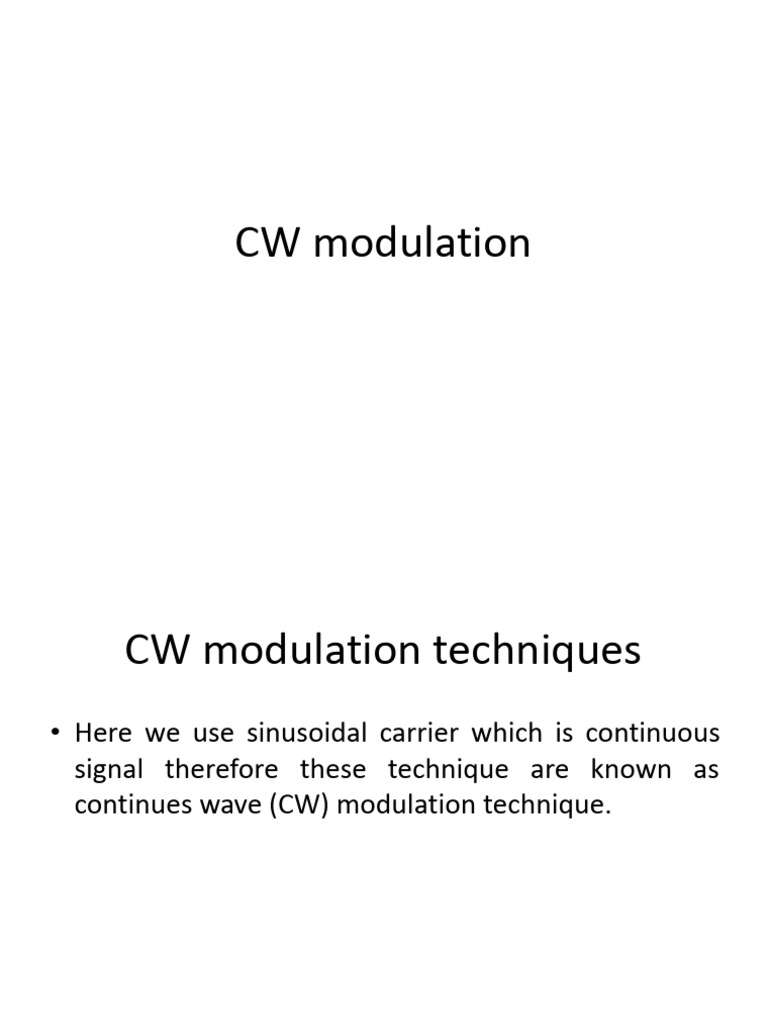 CW Modulation Techniques Explained | PDF | Electronic Engineering ...