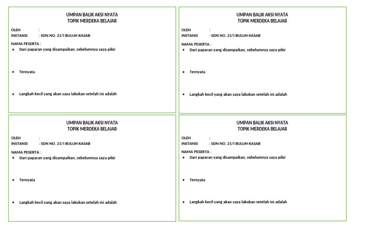 Form Umpan Balik Merdeka Belajar 2 | PDF