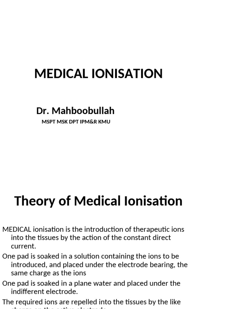 Medical Ionisation and Iontophoresis Techniques | PDF | Vasodilation ...