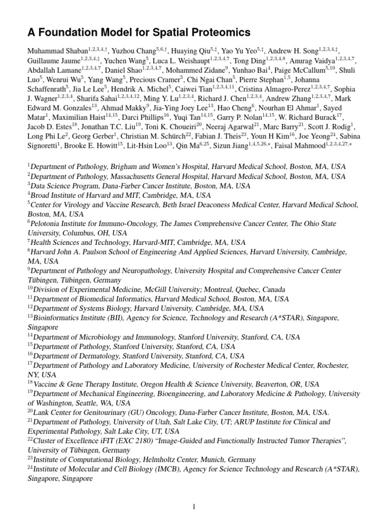 A Foundation Model For Spatial Proteomics | PDF | Proteomics | Biomarker