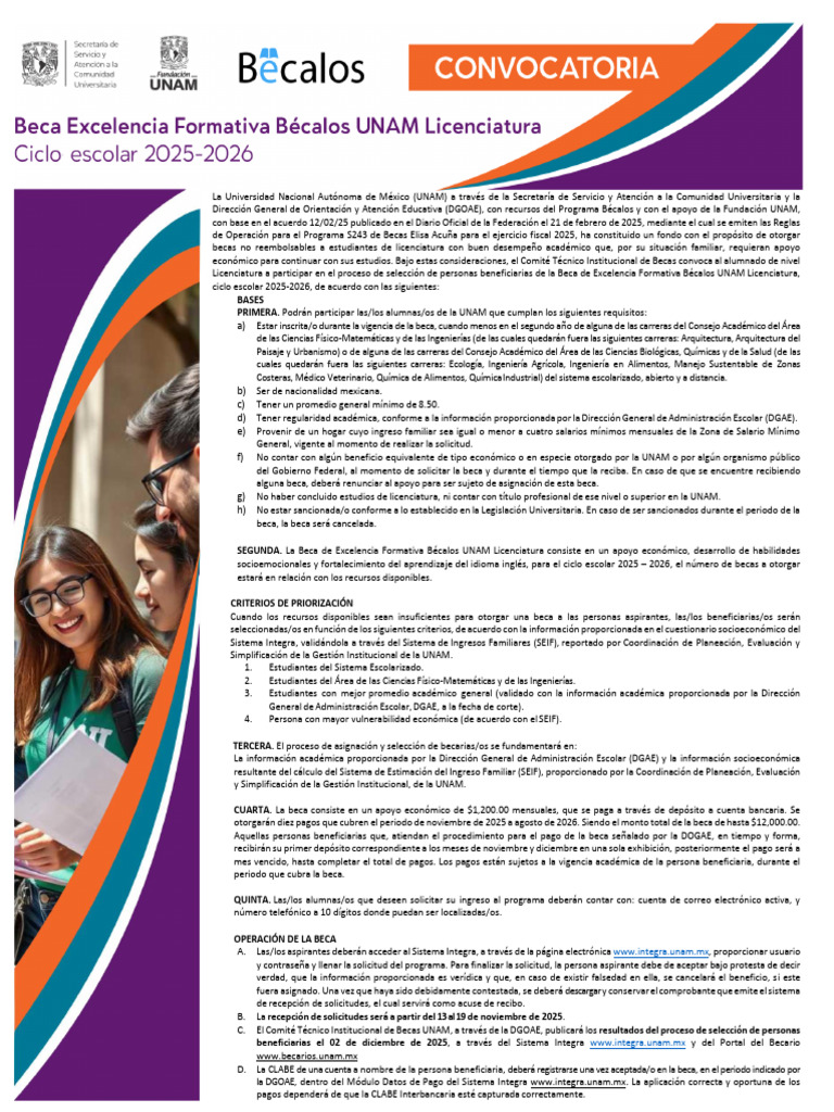 Convocatoria Beca Bécalos UNAM 2025-2026 | PDF | Beca | México