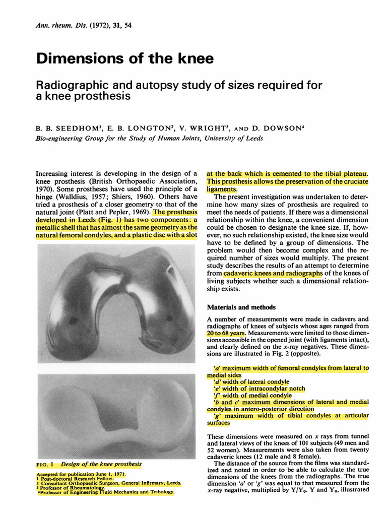 Knee Measurements Research (Highlighted) | PDF | Knee | Standard Error