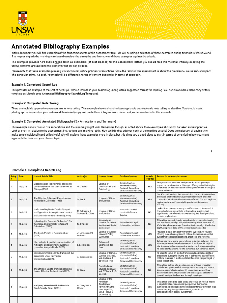 CRIM1010 T3 2025 Annotated Bibliography Examples | PDF | Crimes | Crime ...