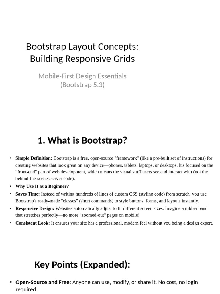 Bootstrap 5.3: Responsive Grid Basics | PDF | Bootstrap (Front End ...