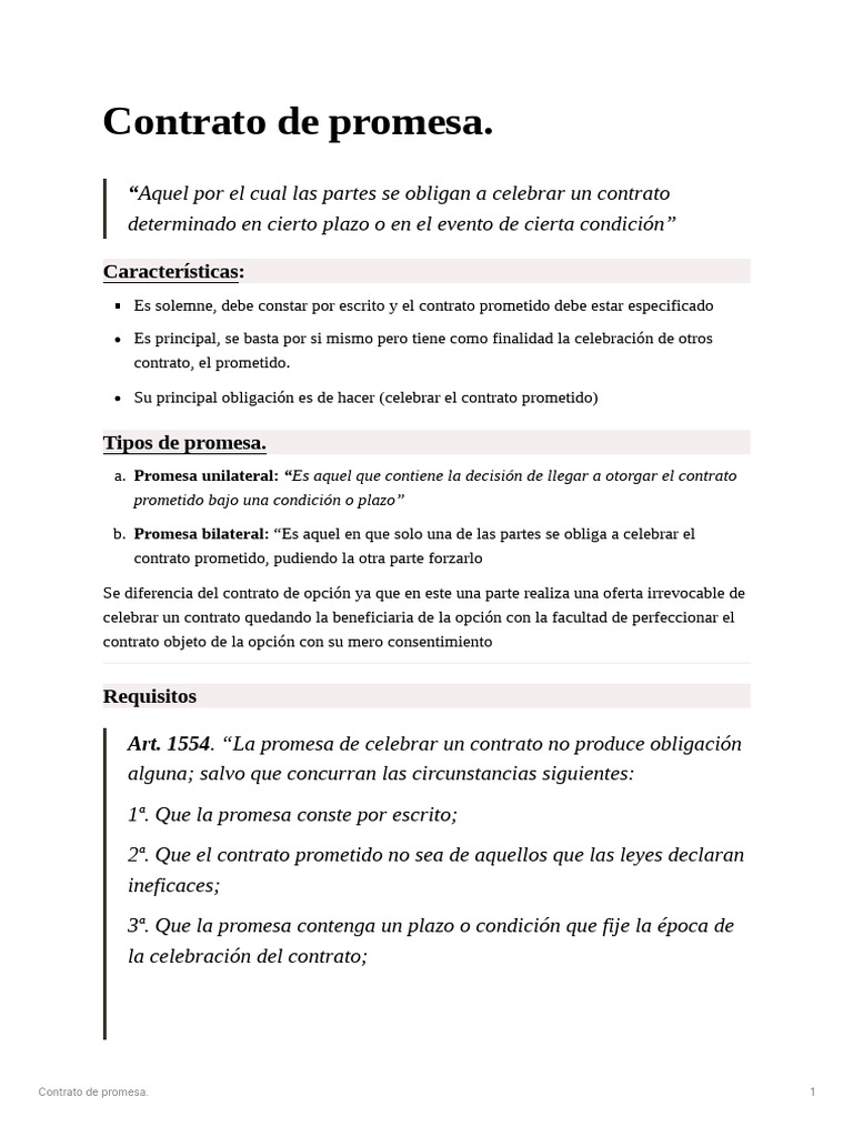 Guía sobre el Contrato de Promesa | PDF | Ley común | Derecho privado