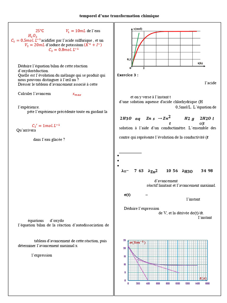 Réactions chimiques et cinétique en laboratoire | PDF | Concentration ...