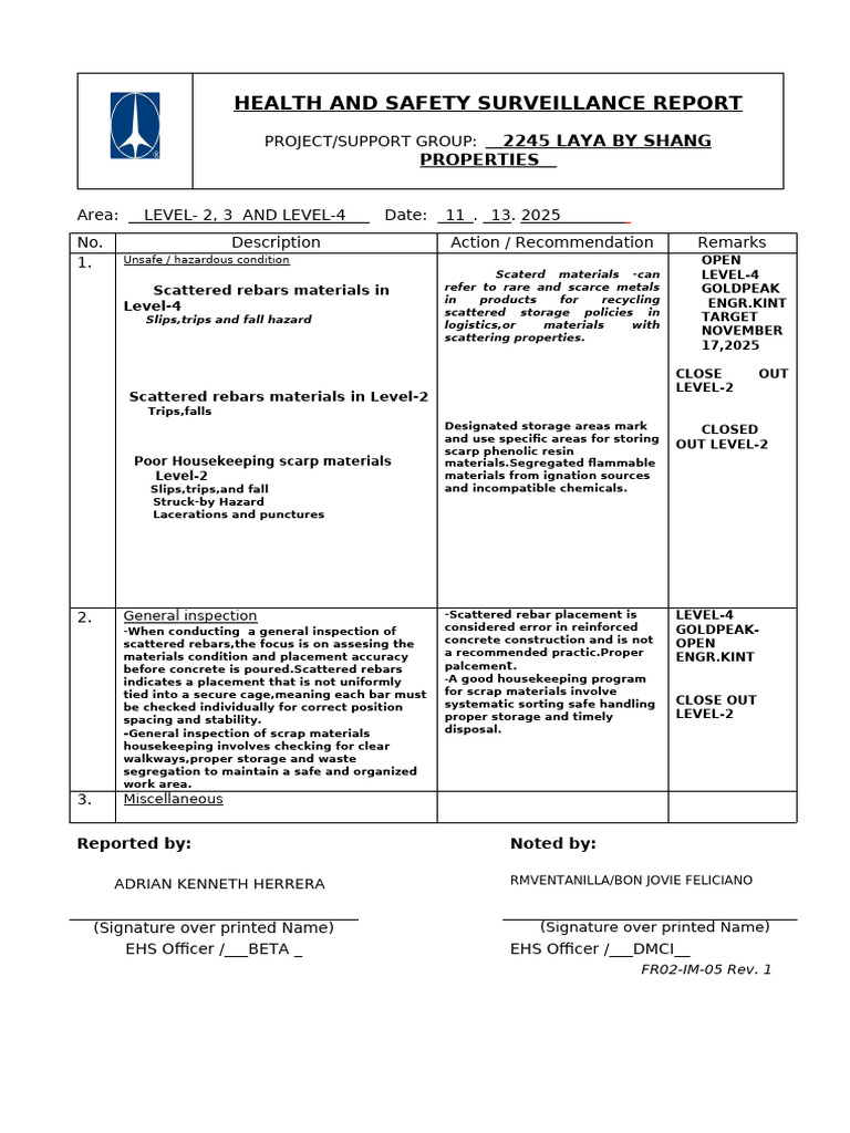 FR02-IM-05 Rev. 1 Health and Safety Surveillance Report May 3 | PDF ...