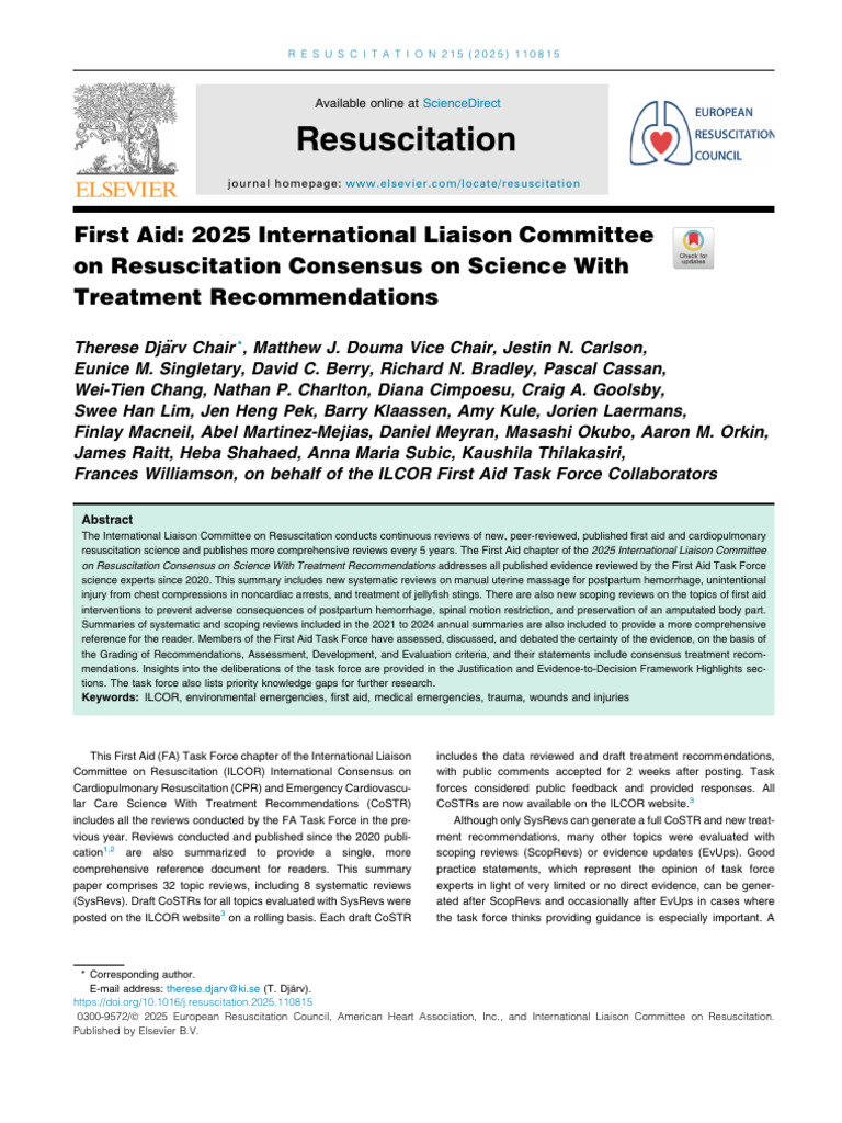 2025 First Aid Treatment Guidelines | PDF | First Aid | Cardiopulmonary ...