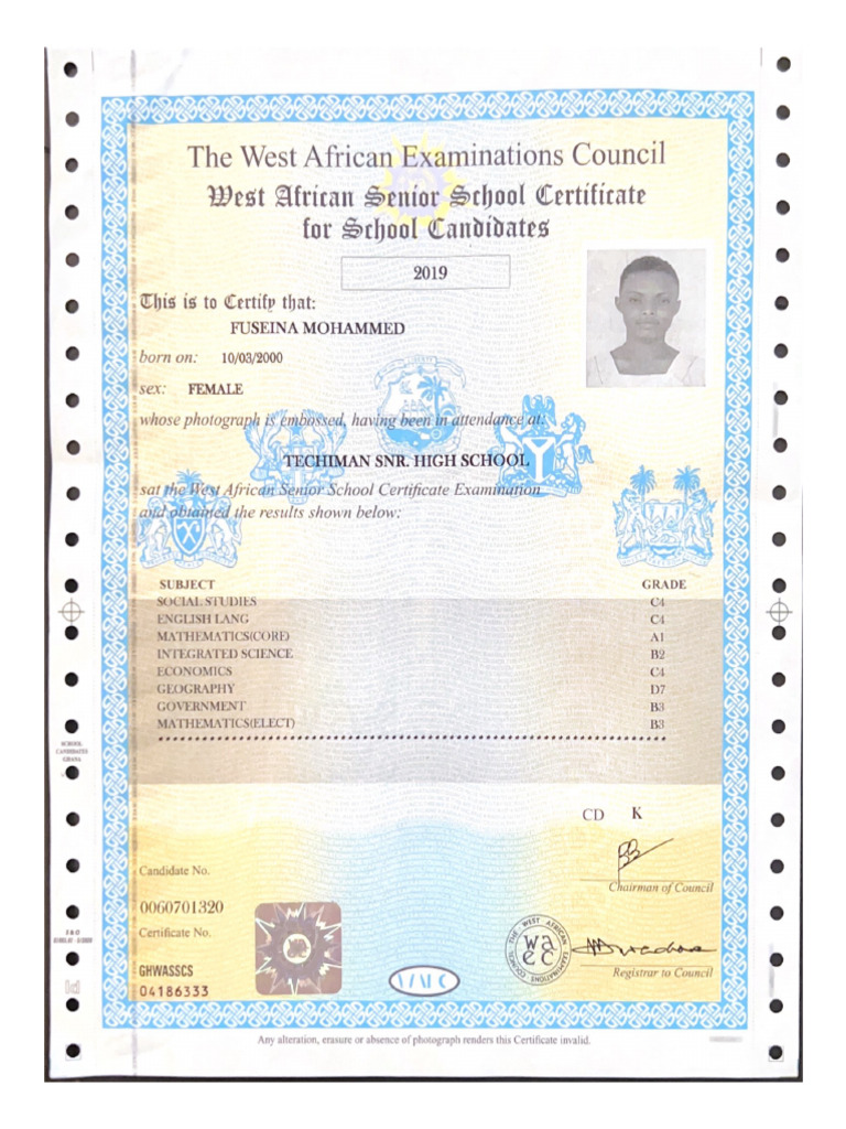 THE WEST AFRICAN EXAMINATIONS COUNCIL visual data 5