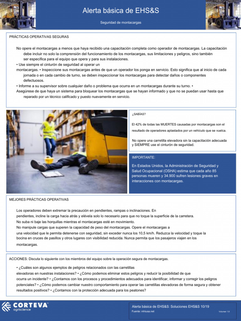 Seguridad en la operación de montacargas | PDF | Máquina elevadora