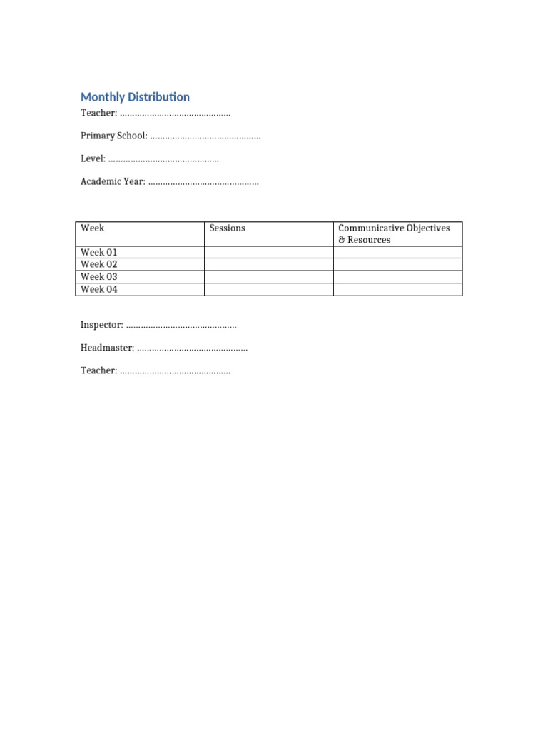 Monthly Distribution Plan for Schools | PDF