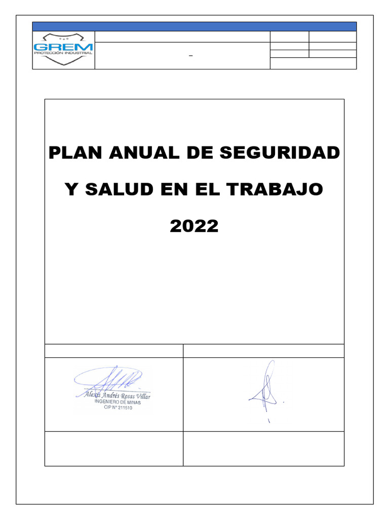 Plan Anual de Seguridad 2022 | PDF | Seguridad y salud ocupacional ...