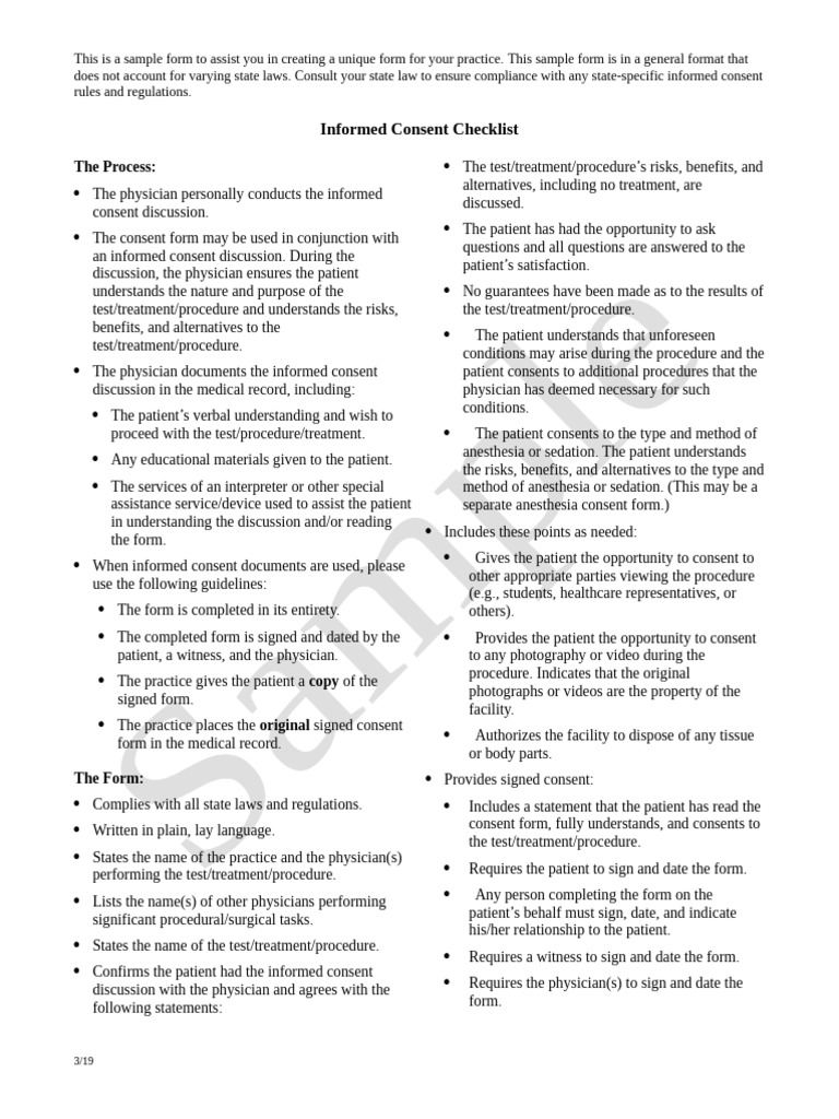 Informed Consent Checklist Guide | PDF | Informed Consent | Patient