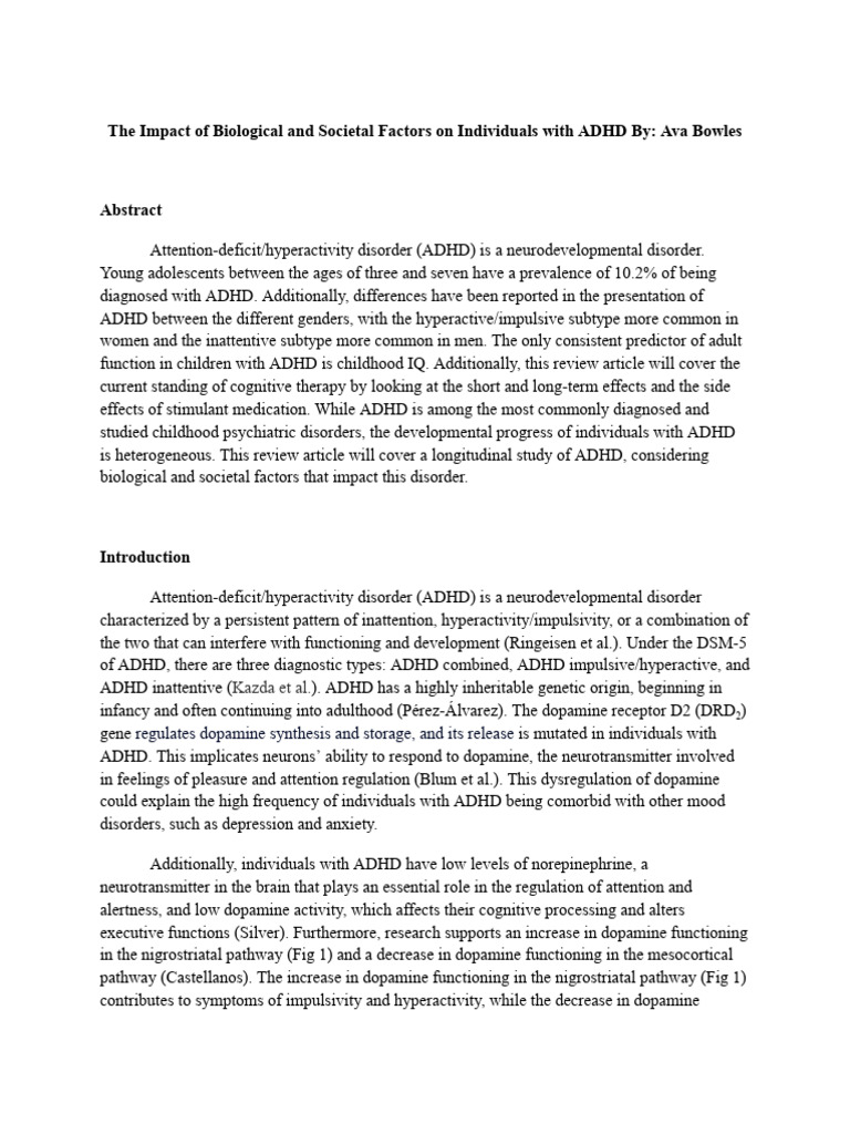 ADHD: Biological and Societal Influences | PDF | Attention Deficit ...