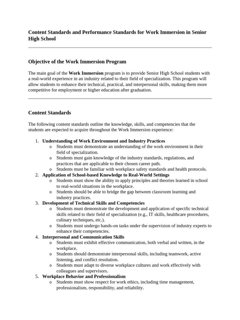 Notes Week 1 Work Immersion | PDF | Occupational Safety And Health | Skill