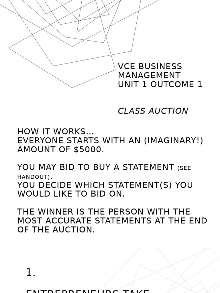 VCE Business Management Auction Guide | PDF | Entrepreneurship | Market ...