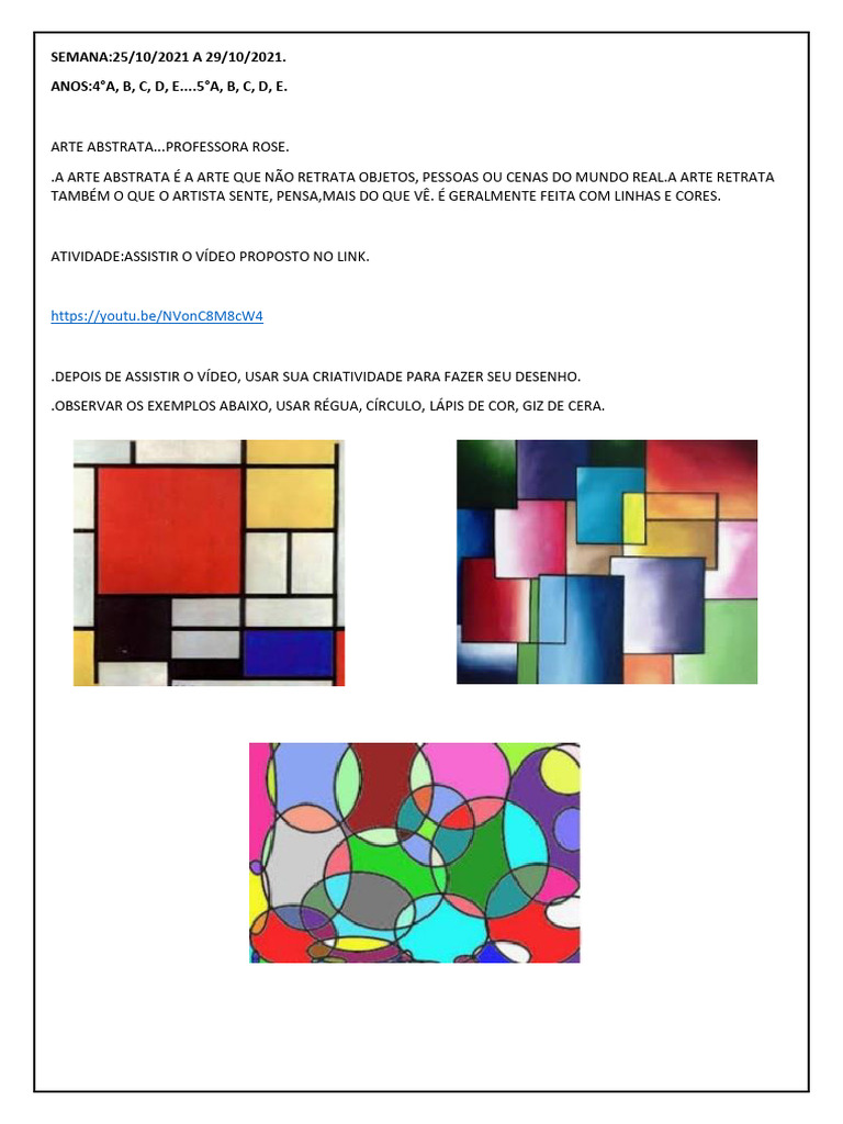 Atividade de Arte Abstrata para Alunos | PDF