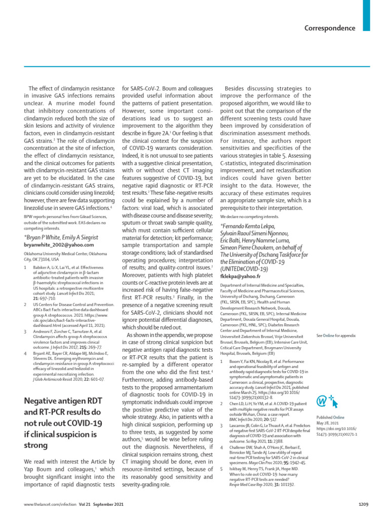 Negative Antigen RDT and RT PCR Results Do Not Rul | PDF | Infection ...