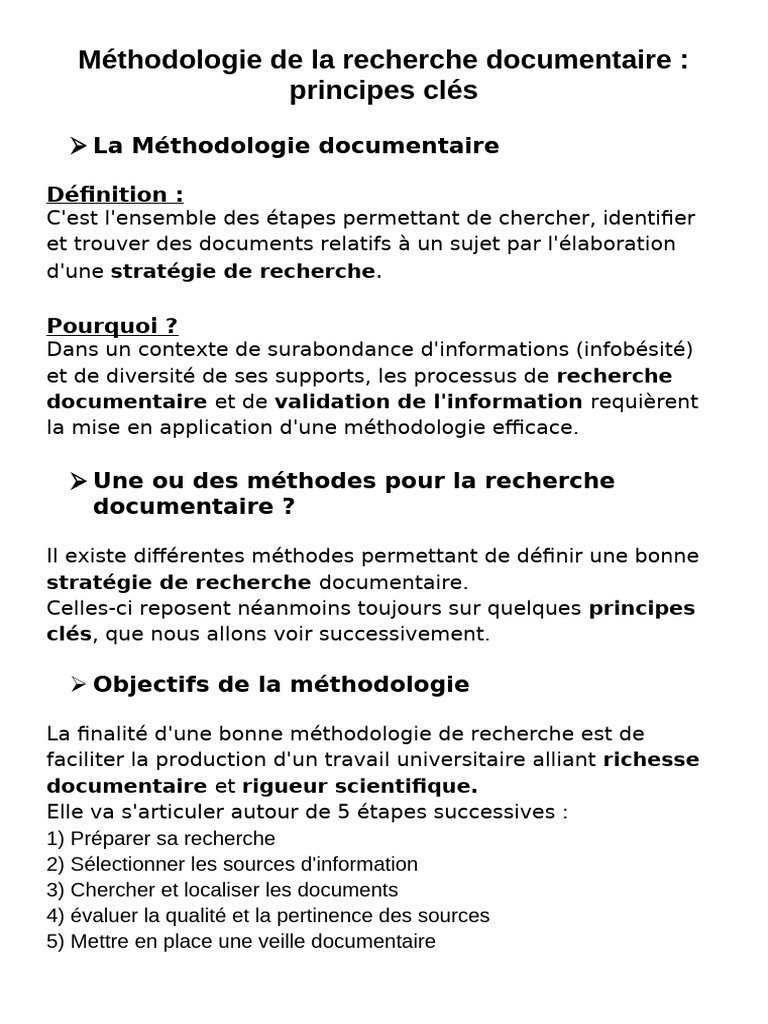 Méthodologie de recherche documentaire | PDF | Document | Recherche d ...
