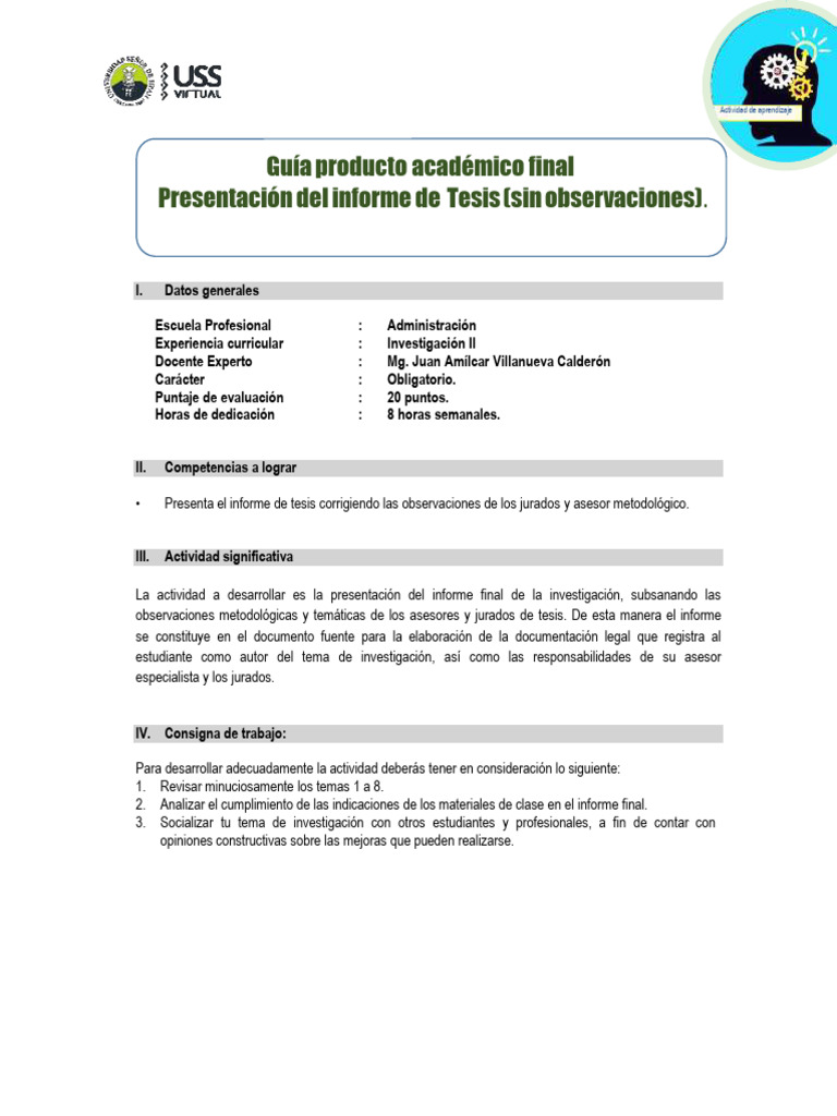 Informe Final de Tesis: Guía Práctica | PDF | Aprendizaje | Science