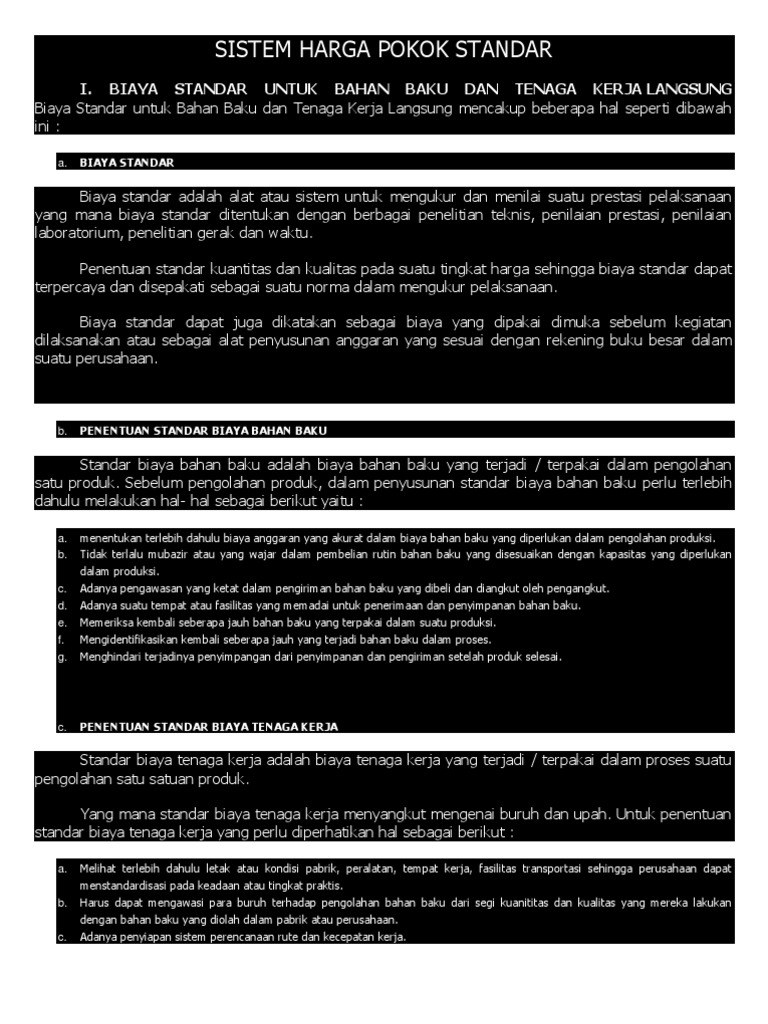 Sistem Harga Pokok Standar | PDF