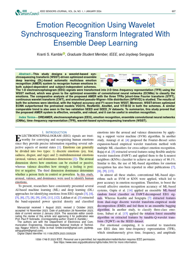 Emotion Recognition via Wavelet Transform | PDF | Wavelet ...