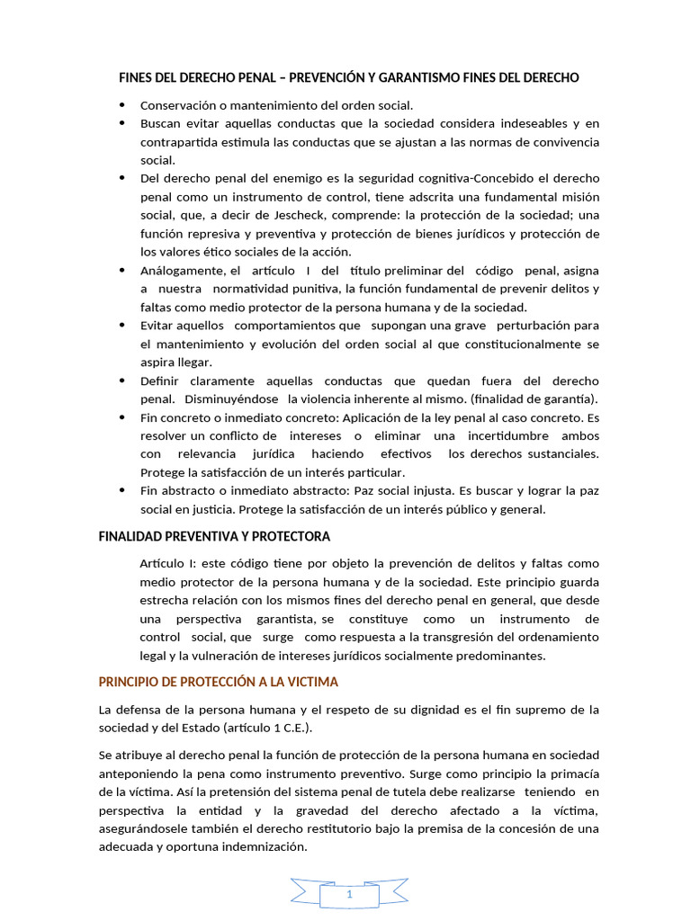 Fines y Principios del Derecho Penal | PDF | Castigos | Derecho penal