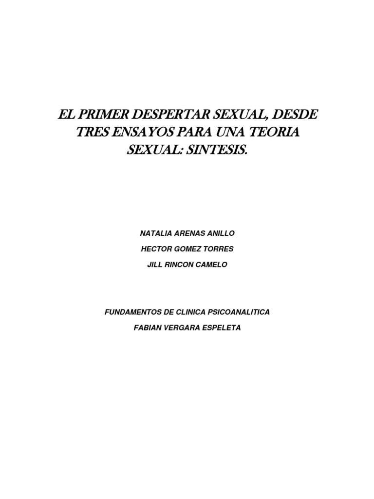 El Primer Despertar Sexual PDF Masturbación Sigmund Freud