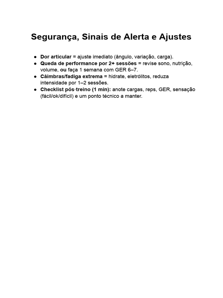 Segurança, Sinais de Alerta e Ajustes | PDF