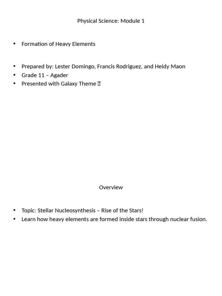 Stellar Nucleosynthesis Explained | PDF | Stars | Chemical Elements
