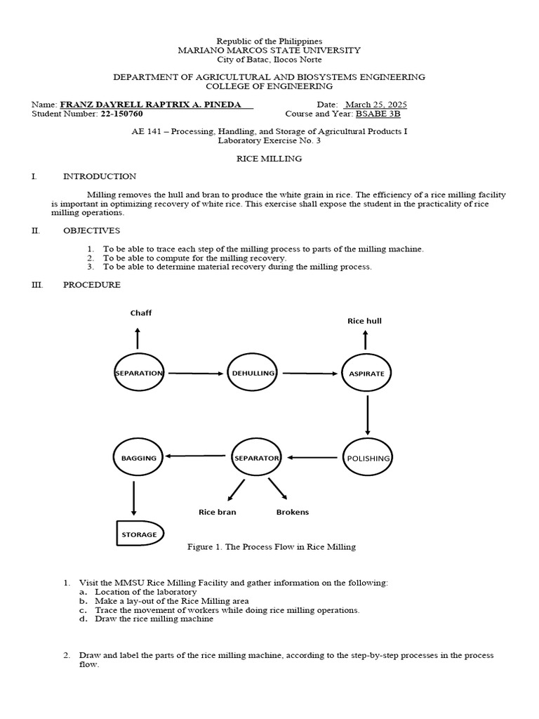Rice Milling Exercise | PDF | Rice | Agriculture