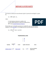 The luminous intensity for monochromatic light of a particular wavelength λ is given by