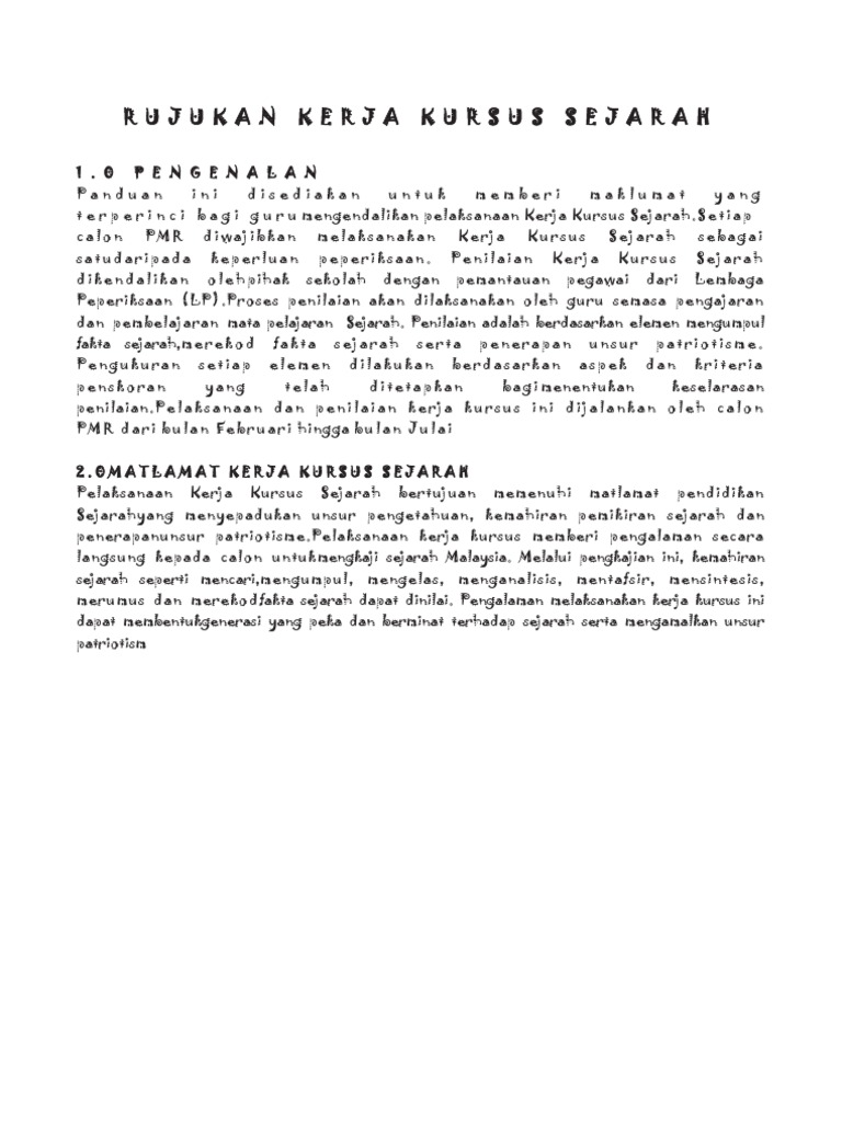 Contoh Rujukan Kerja Kursus