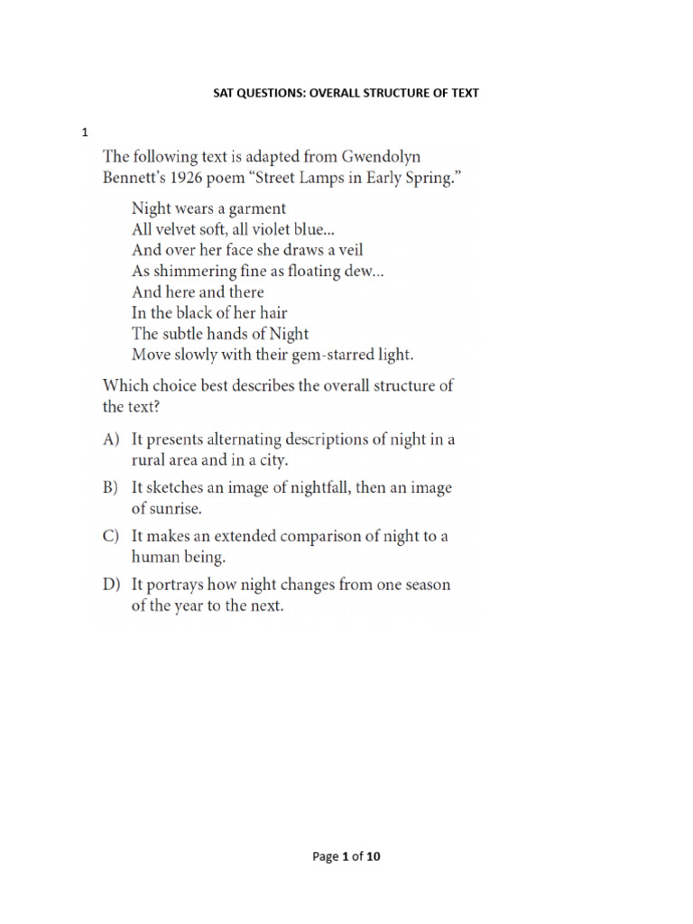 SAT RW 12 Overall Structure of Text | PDF