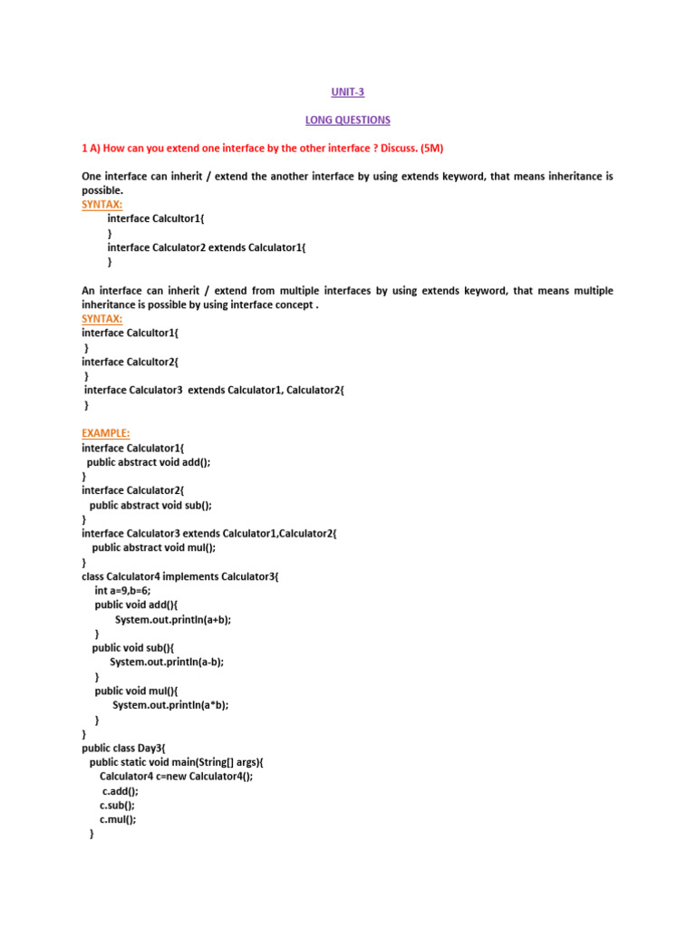 Java Inheritance and Interface Concepts | PDF | Class (Computer ...