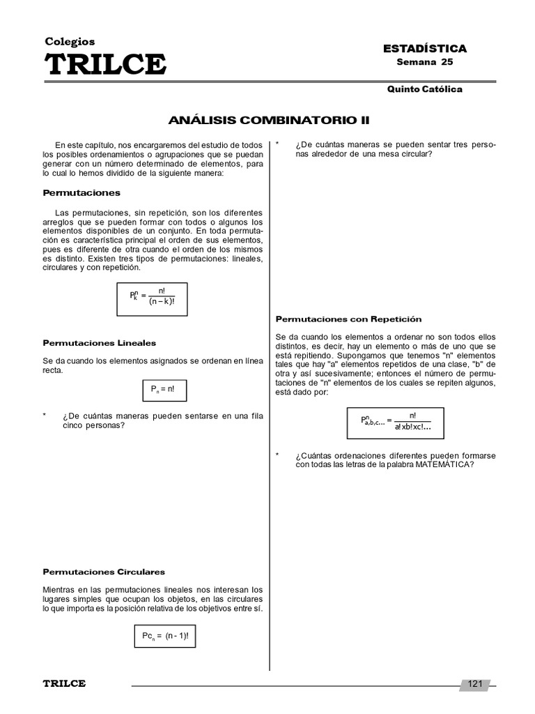 Permutaciones y Combinaciones Explicadas | PDF | Permutación | Combinatoria