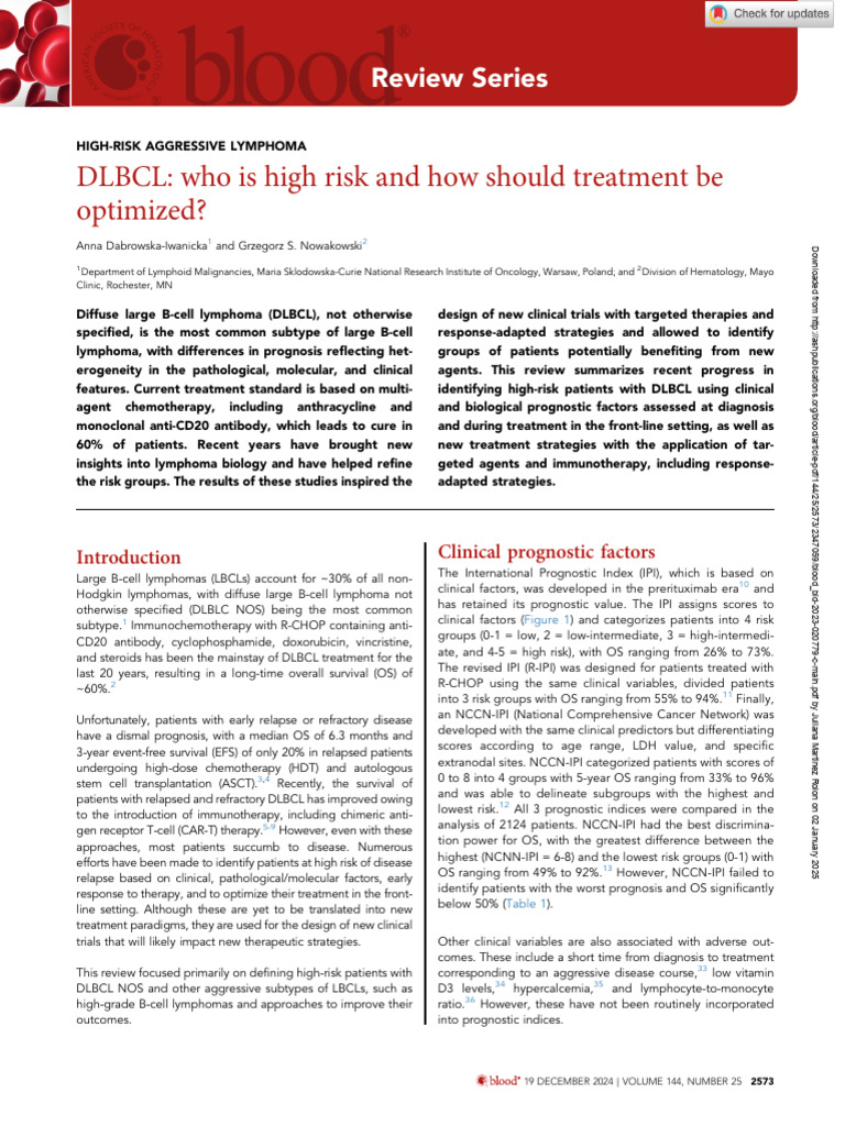 Optimizing Treatment for High-Risk DLBCL | PDF | Lymphoma | Health Sciences