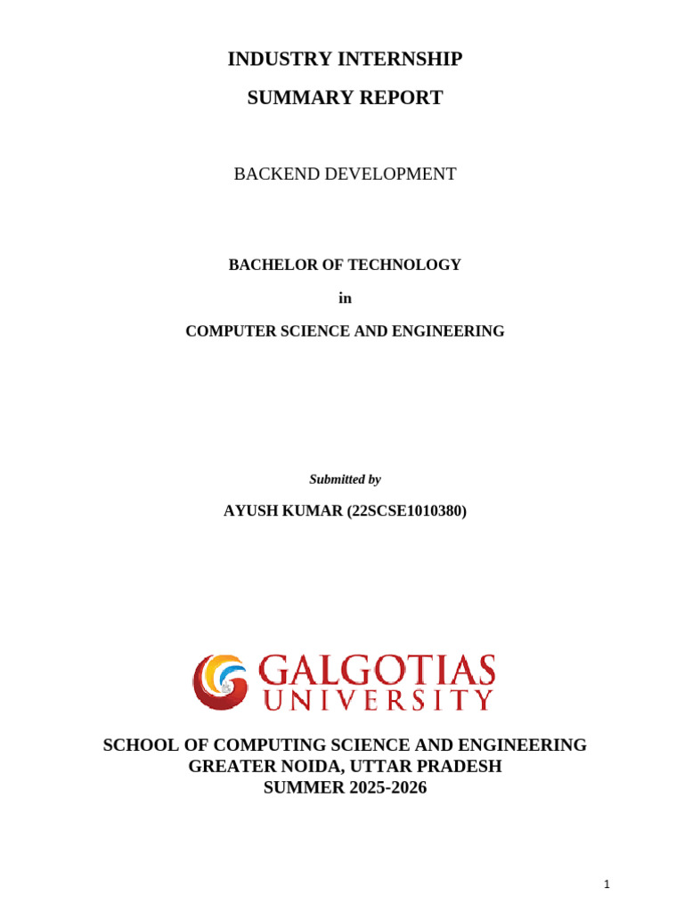 Backend Development Internship Report | PDF | Databases | Model–View ...