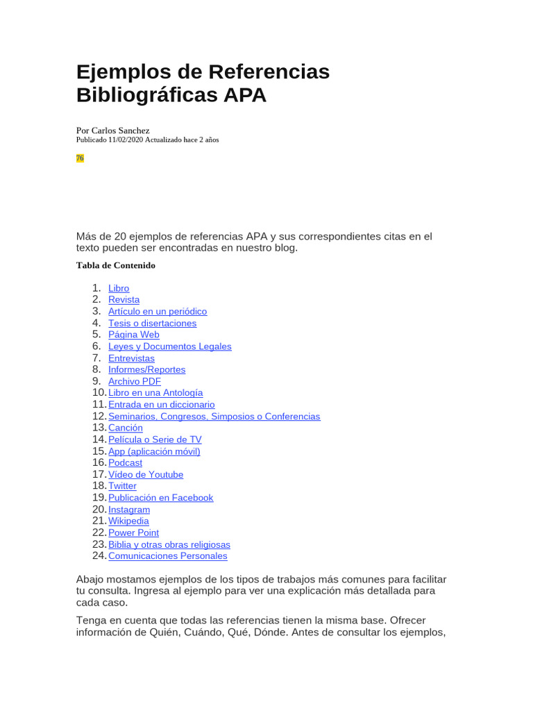 Ejemplos de Referencias Bibliográficas APA | PDF | Estilo apa