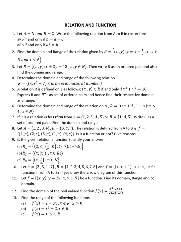 Domain and Range of Relations and Functions | PDF