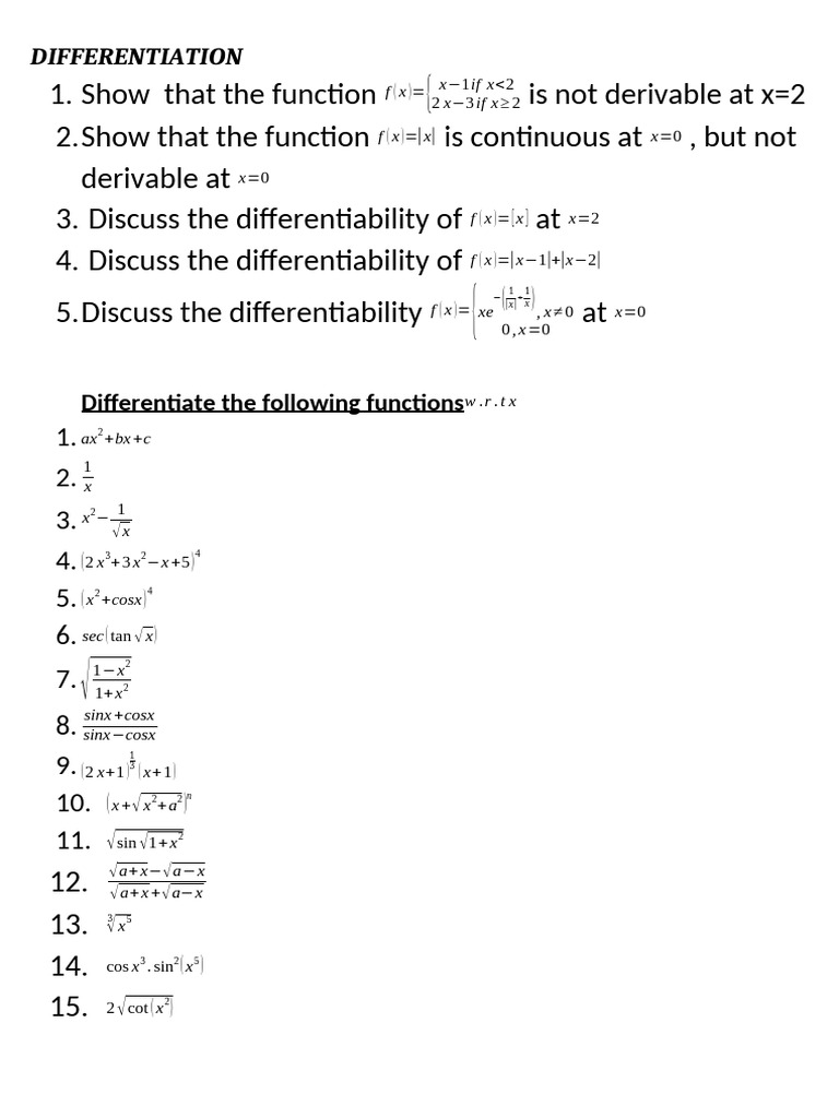 CH 5 - Differentiation - Xii - 2021 | PDF