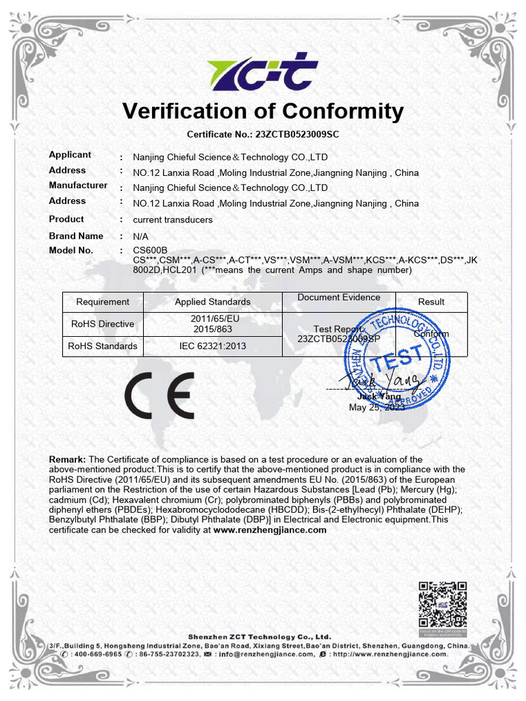 23ZCTB0523009SC CE Report For Hall Sensor | PDF