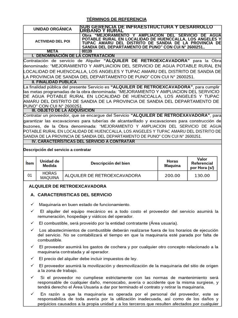 Alquiler de Retroexcavadora en Puno | PDF | Corrupción política | Arbitraje