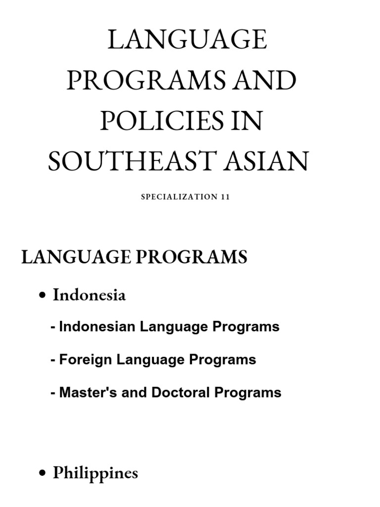 Southeast Asia Language Programs & Policies | PDF