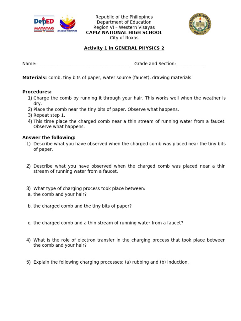 Physics Activity: Charging Processes Explained | PDF