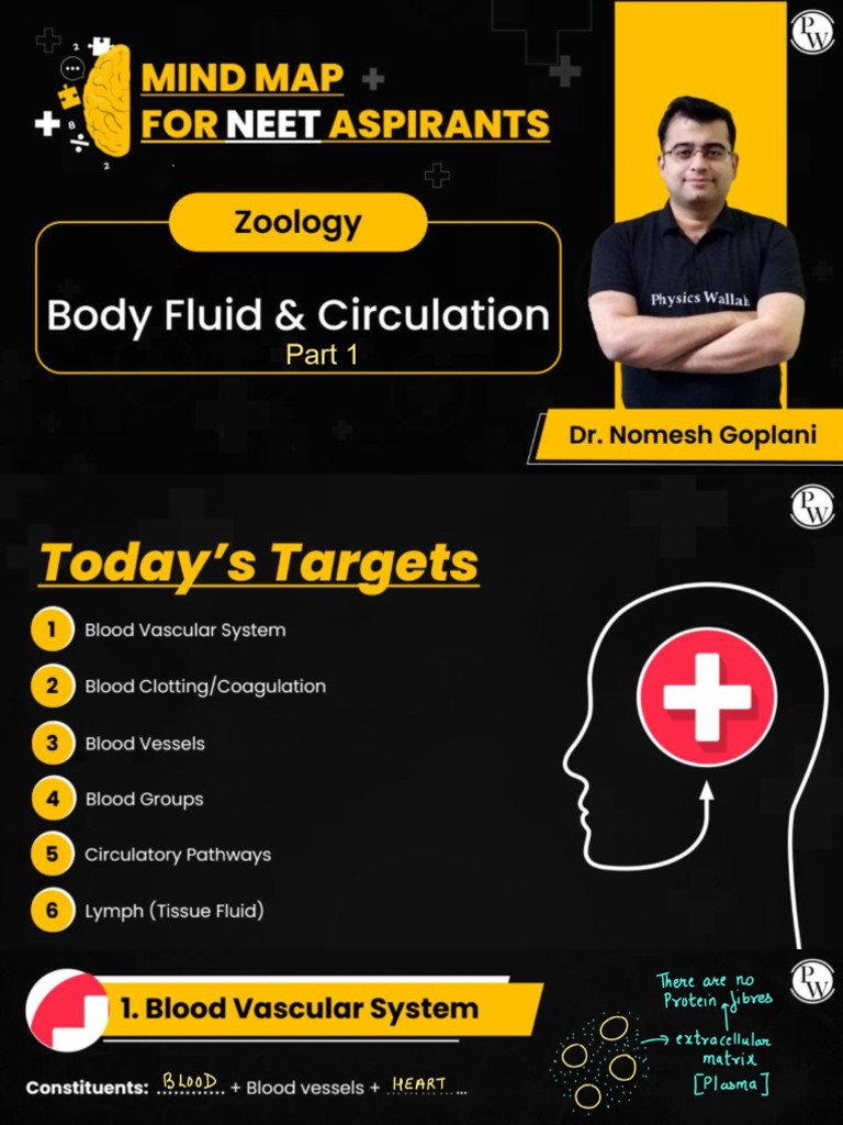 Body Fluids and Circulation (Part 01) Class Notes | PDF