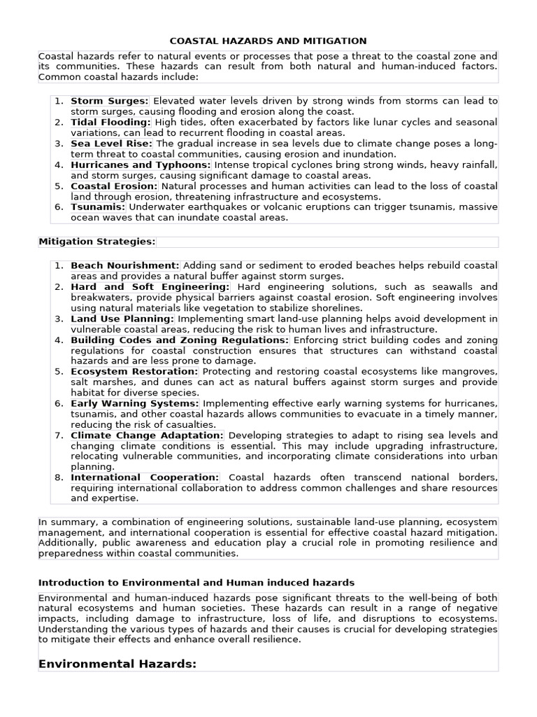 Coastal Hazards and Mitigation Strategies | PDF | Tropical Cyclones | Flood